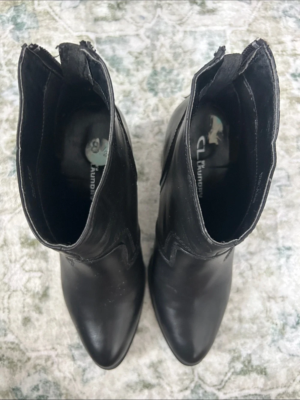 CL by Laundry Black Block Heel Ankle Booties Size 8.5 Side Zip